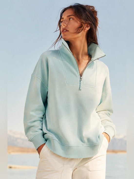Eddie Bauer Tops - Eddie Bauer Fleece Quarter Zip Pullover Sweatshirt Mint Green XL NWT